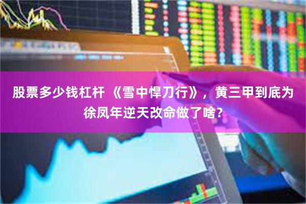 股票多少钱杠杆 《雪中悍刀行》，黄三甲到底为徐凤年逆天改命做了啥？
