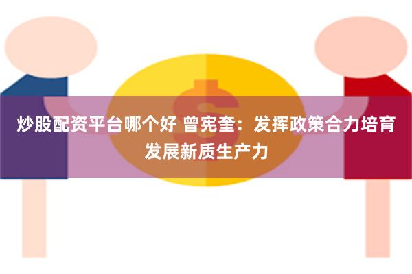 炒股配资平台哪个好 曾宪奎：发挥政策合力培育发展新质生产力